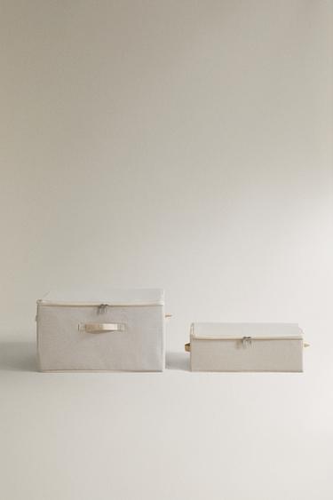 FOLDABLE STORAGE BOX WITH LID - Oyster-white by Zara