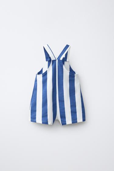 SALOPETTE COURTE À RAYURES ÉTIQUETTE CRABE - Bleu roi de Zara - Image 1