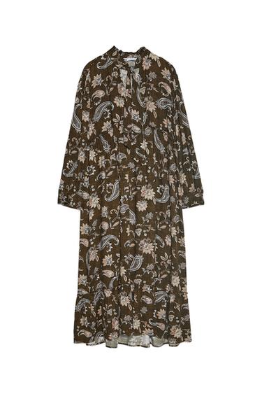 PRINTED DRESS WITH BOW
