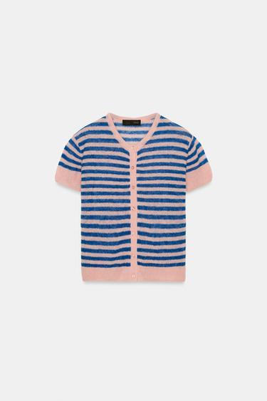 Zara 條紋羊毛開襟衫 - 條紋 - 圖片 0