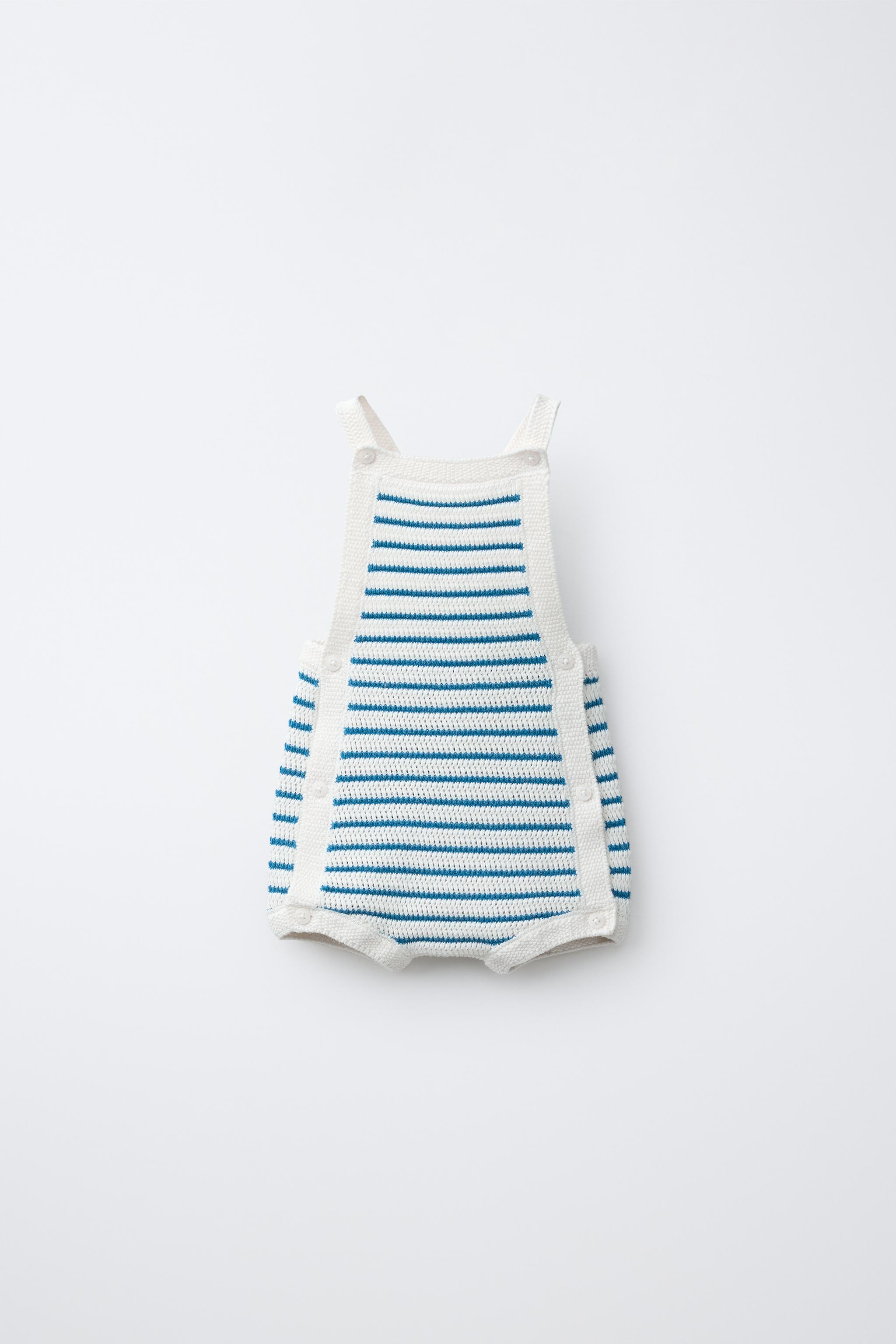 STRIPED KNIT OVERALL SHORTS