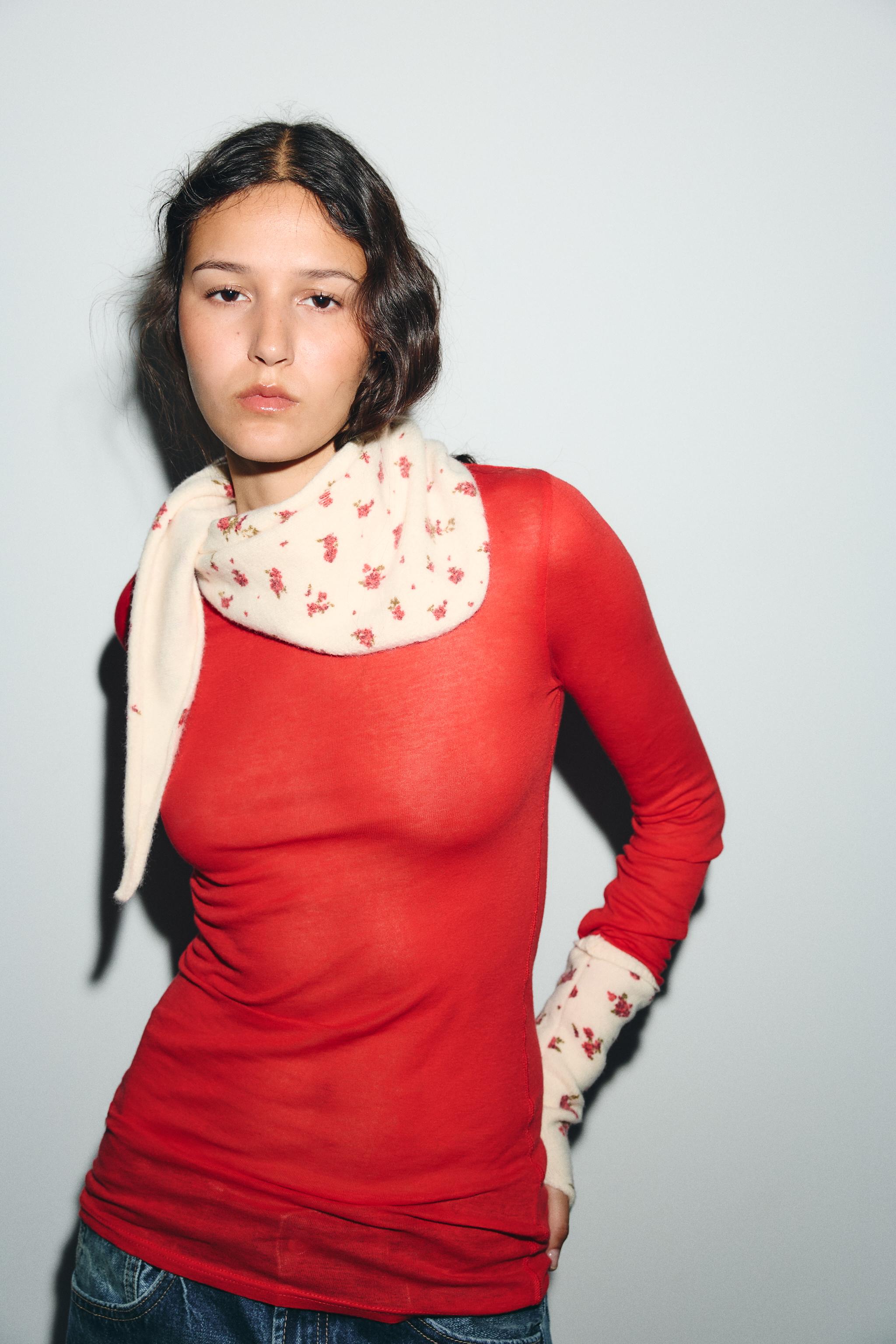 FLORAL PRINT KNIT BANDANA