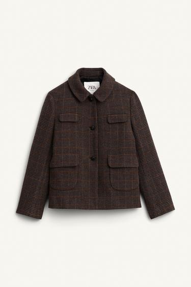 Zara LIMITED EDITION PLAID BLAZER - Brown