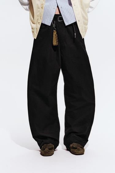 Zara 曲版長褲 - 黑色