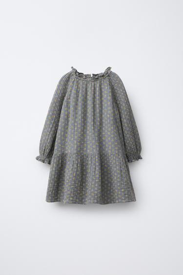 COTTON GAUZE FLORAL DRESS - Grey green by Zara