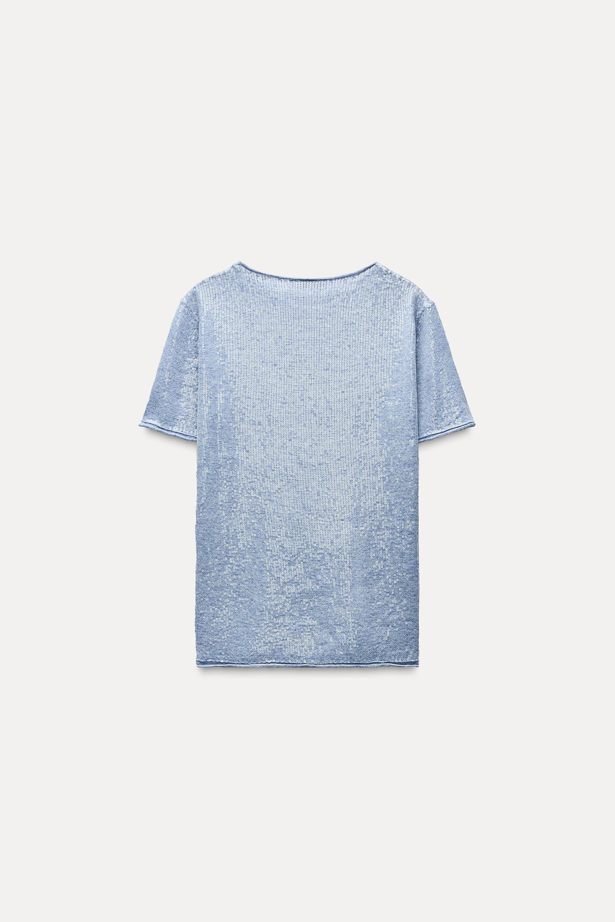 zara blue sequin top