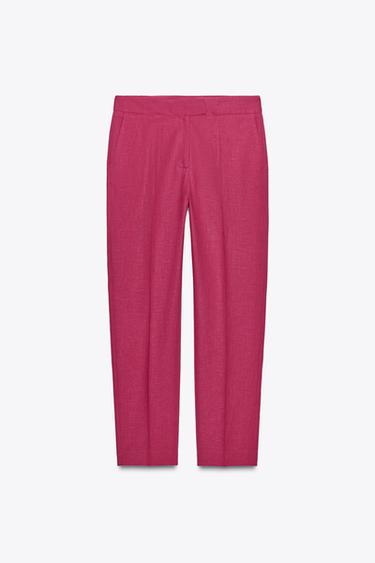 Zara HIGH-WAISTED SLIM PANTS - Fuchsia