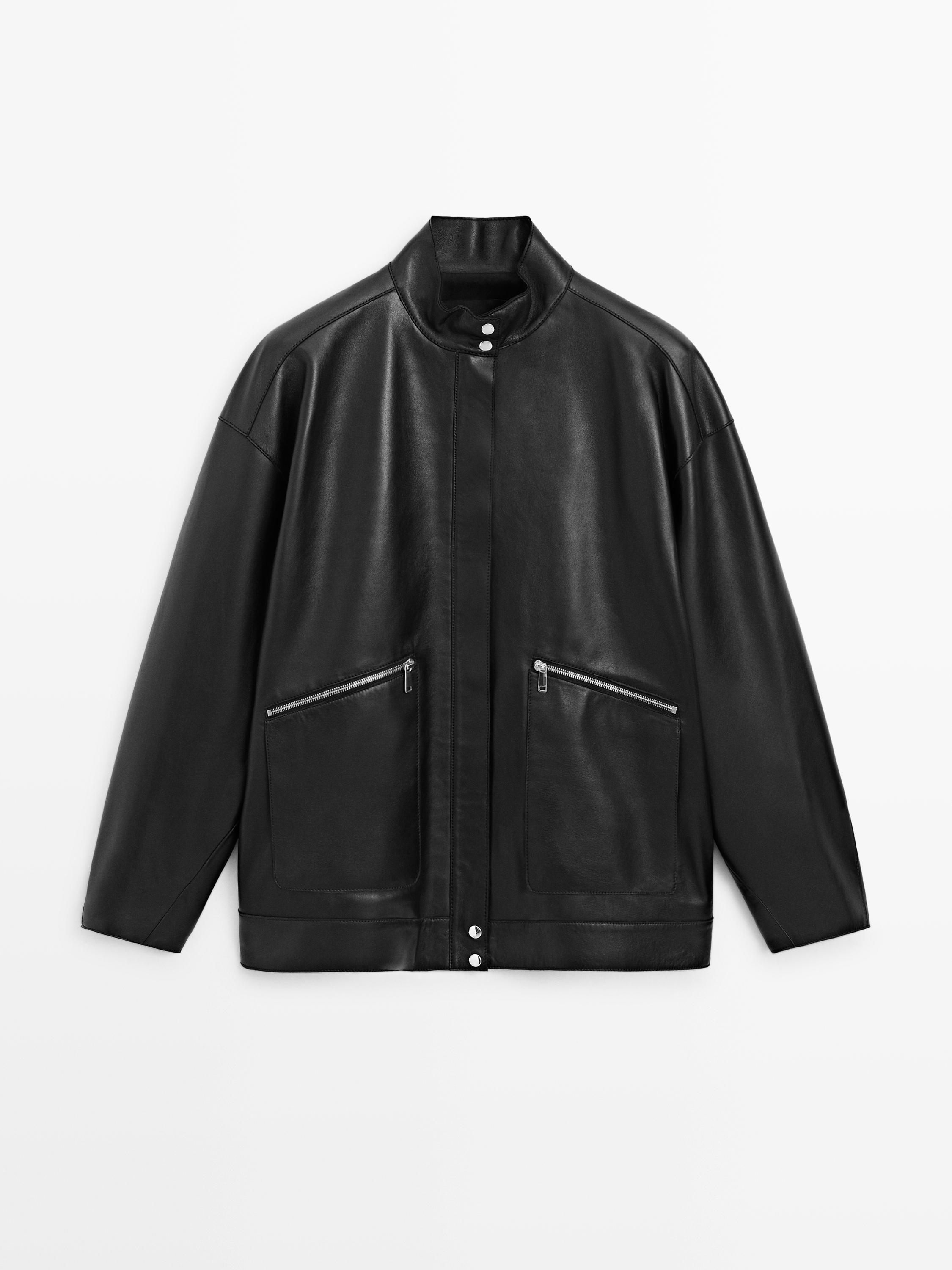 Nappa leather jacket with pocket details