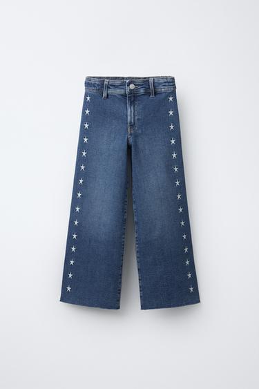 MARINEBLAUE JEANS MIT GESTICKTEN STERNEN - Blau von Zara - Bild 0