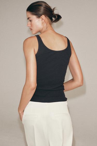 RUSTIC RIBBED TOP - Charcoal by Zara