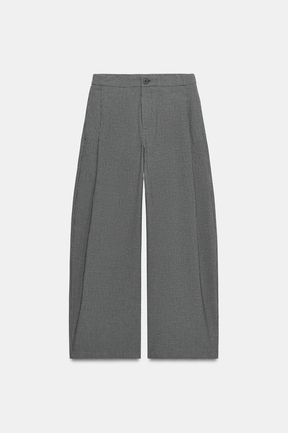 BARREL LEG DARTED TROUSERS - Black / Ecru by Zara - Image 6