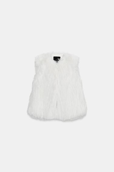 ZW COLLECTION FAUX FUR WAISTCOAT - White by Zara