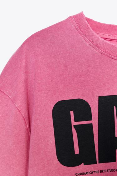 T-SHIRT EFFET DÉLAVÉ LADY GAGA - Rose de Zara - Image 5
