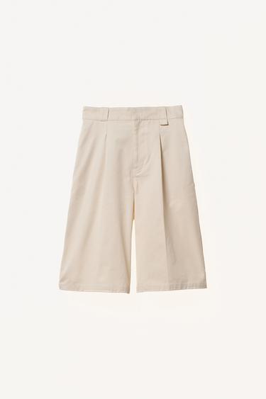 WIDE-LEG PLEATED BERMUDA SHORTS WILLY CHAVARRIA X ZARA - Cream by Zara