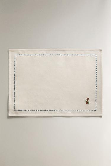 COTTON PLACEMAT WITH RABBIT EMBROIDERY - Blue by Zara - Image 0