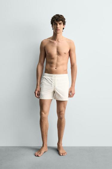 BASIC MID-LENGTH SWIMMING TRUNKS - Ecru by Zara - Image 0