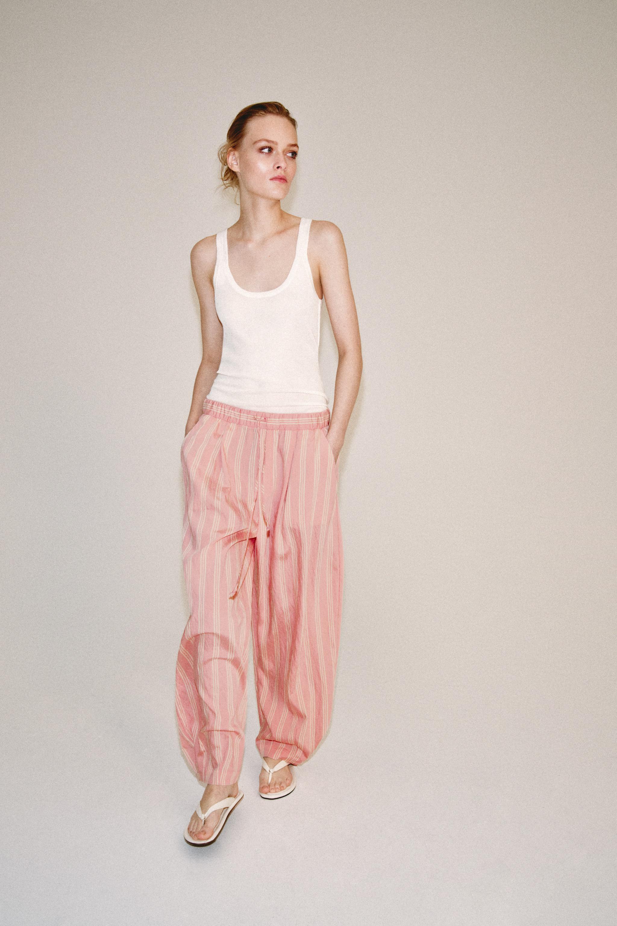 Женские брюки Zara ZW COLLECTION STRIPED BALLOON PANTS — фото 6
