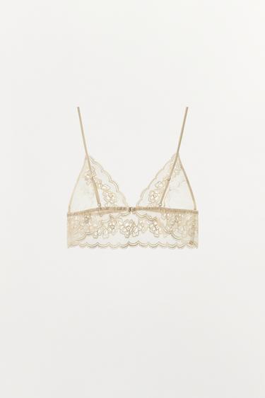 SOUTIEN-GORGE TRIANGLE MESH DENTELLE - Écru de Zara - Image 4