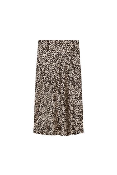 GONNA MIDI SATINATA STAMPA ANIMALIER - Leopardo di Zara