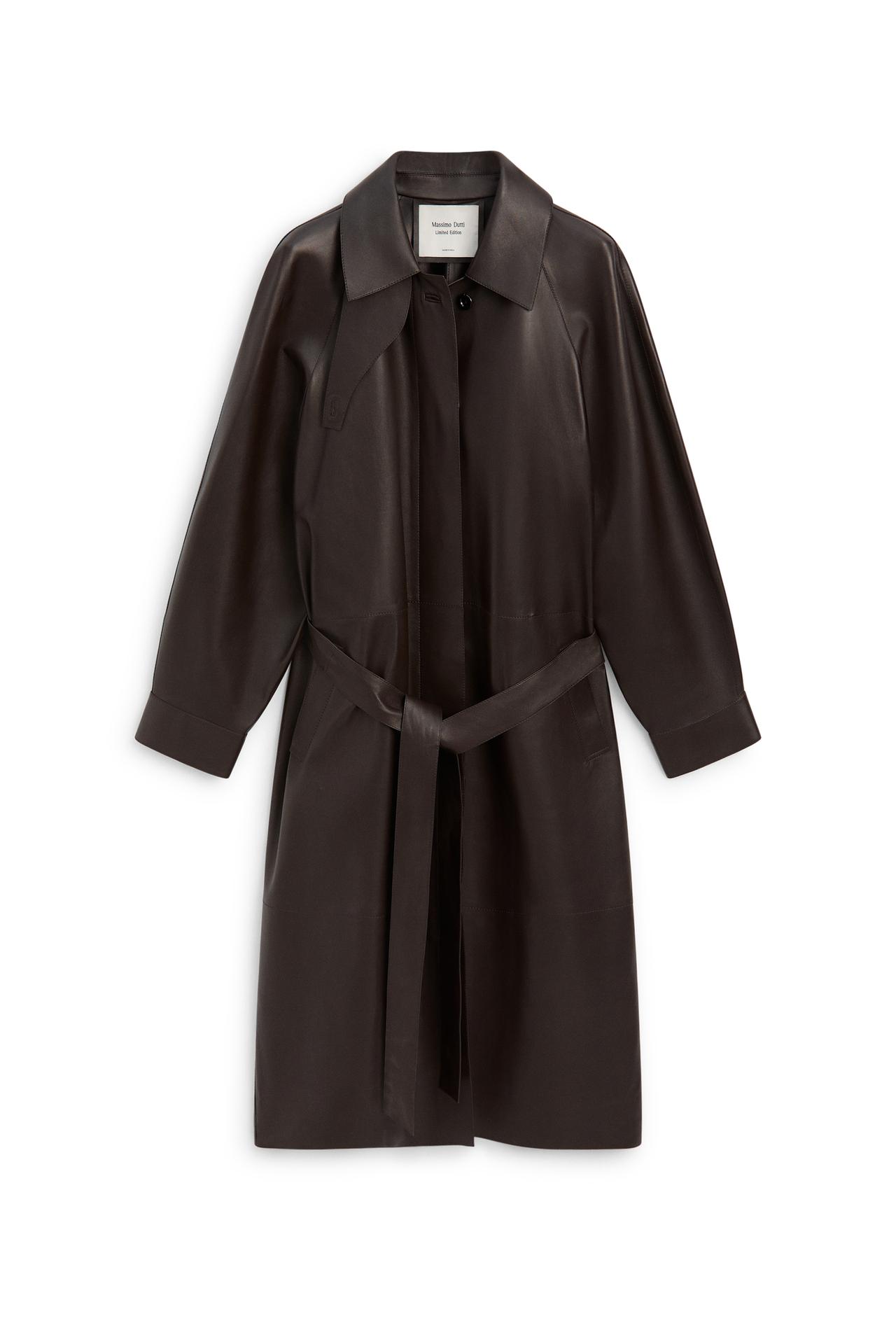 Long nappa leather trench coat with belt - LIMITED EDITION — Chocolate