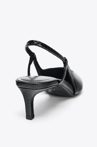 Zara TEXTURED SLINGBACK SHOES - Black