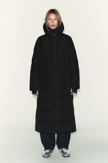LONG WATER-REPELLENT AND WINDPROOF HOODED DOWN JACKET - Black by Zara - Image 0
