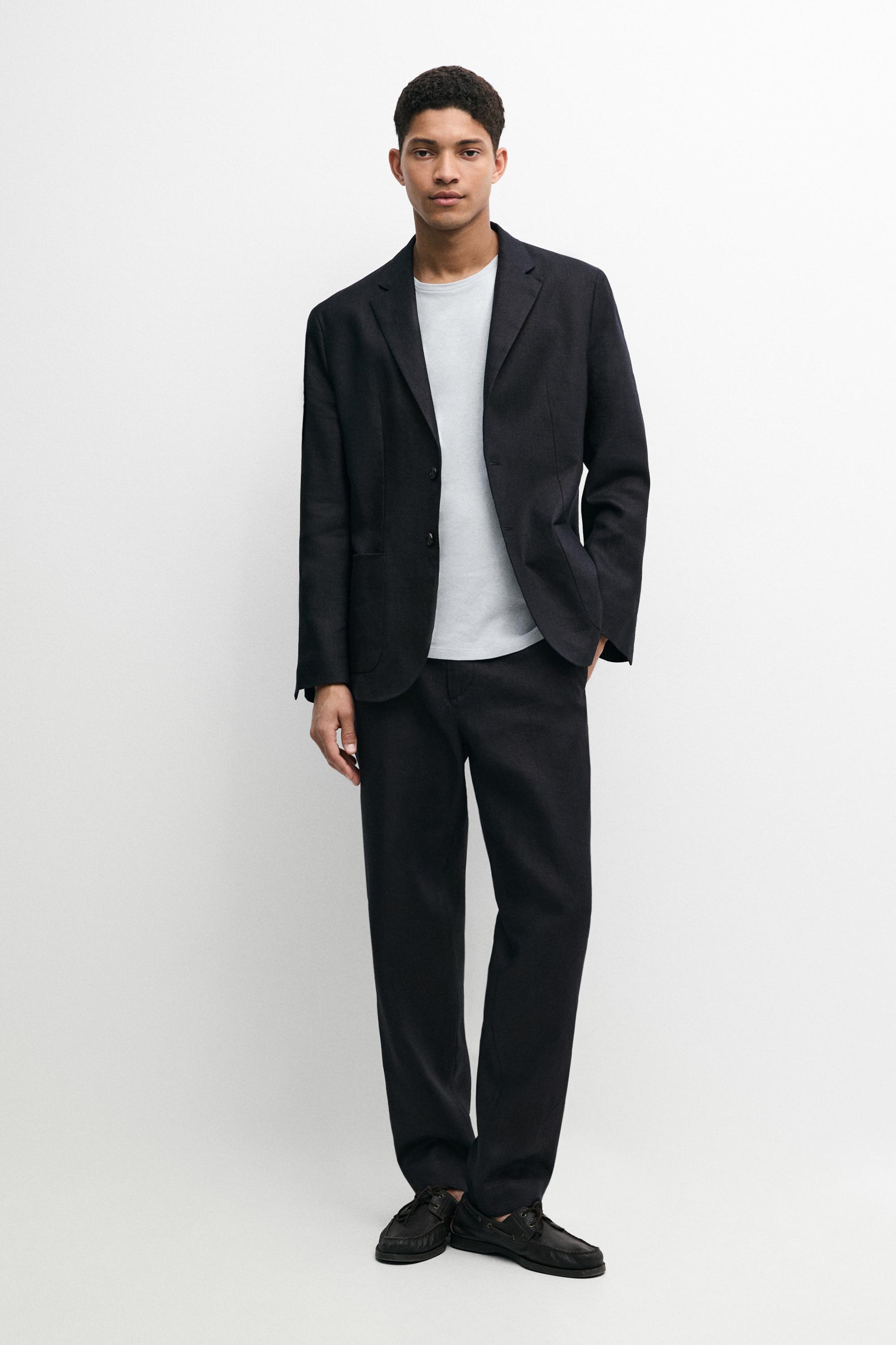 Linen suit trousers — Deep blue