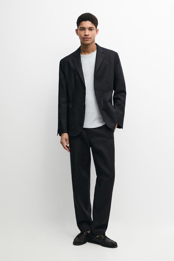 Zara Linen suit trousers - Deep blue - Image 0