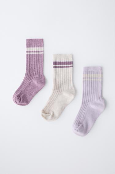 3-PACK OF STRIPED LONG SOCKS - Purple marl by Zara - Image 3