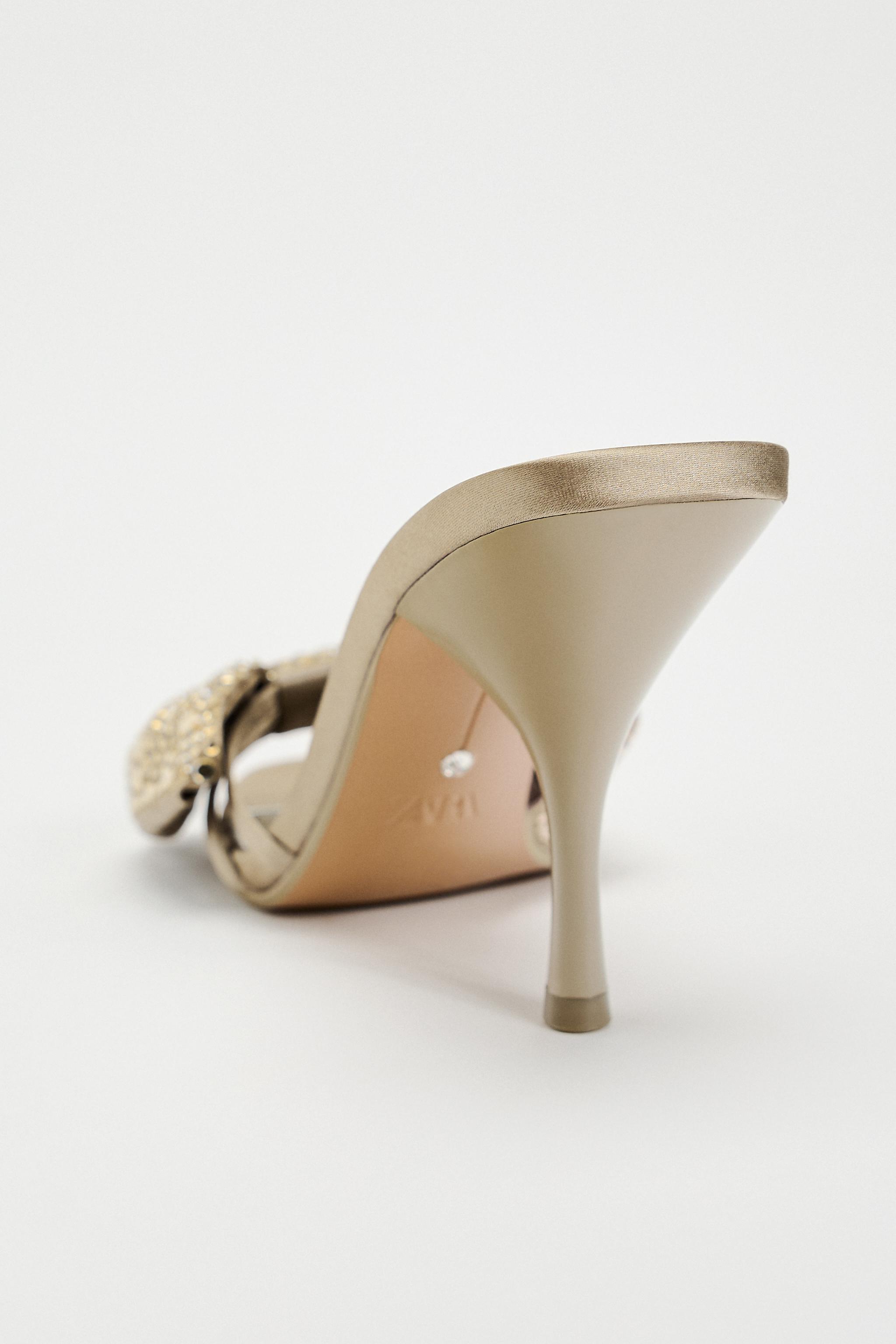 EMBELLISHED BOW SANDALS - Taupe Grey | ZARA Saudi Arabia