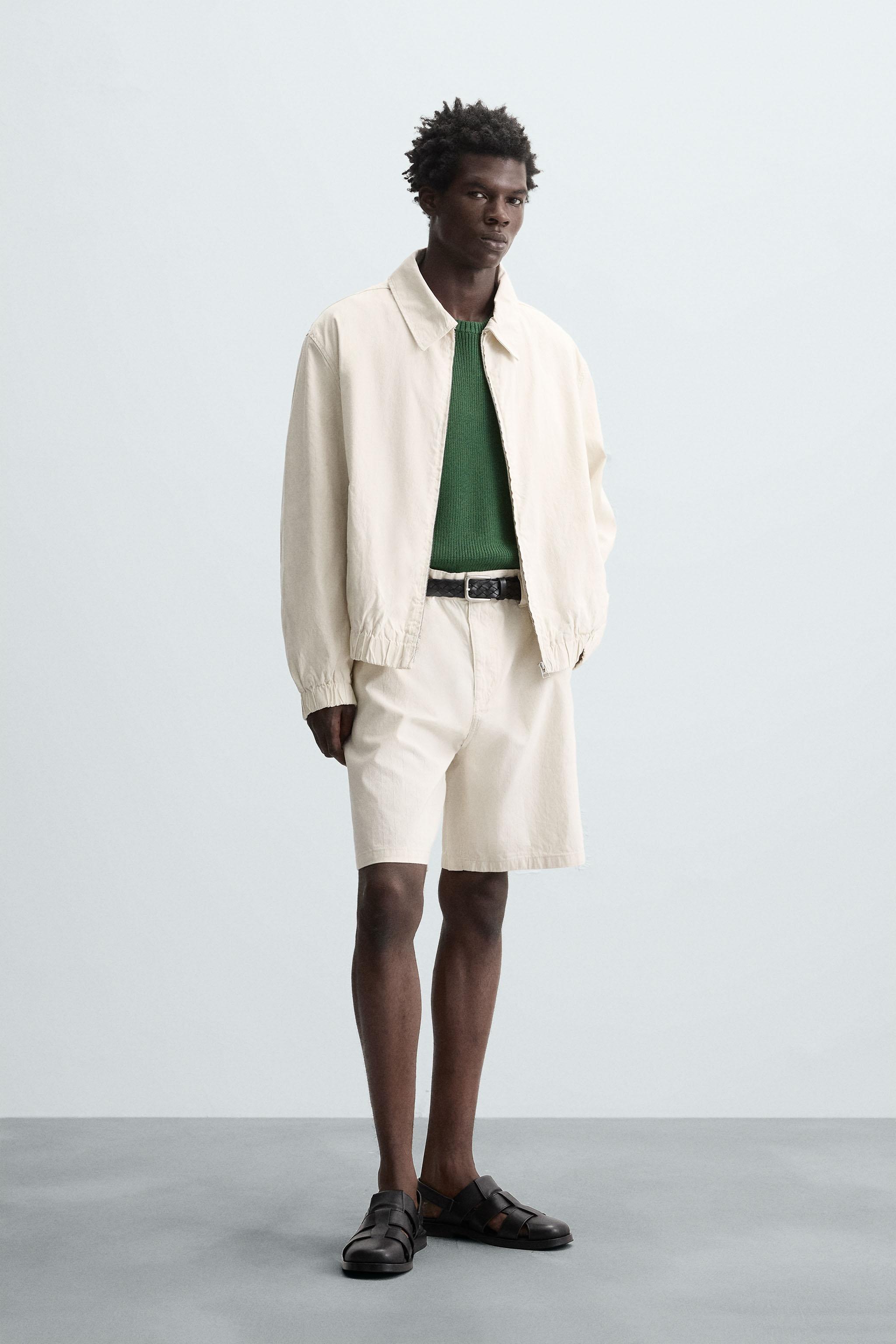 ストライプ柄テクスチャー素材ジャケット - ストライプ | ZARA
