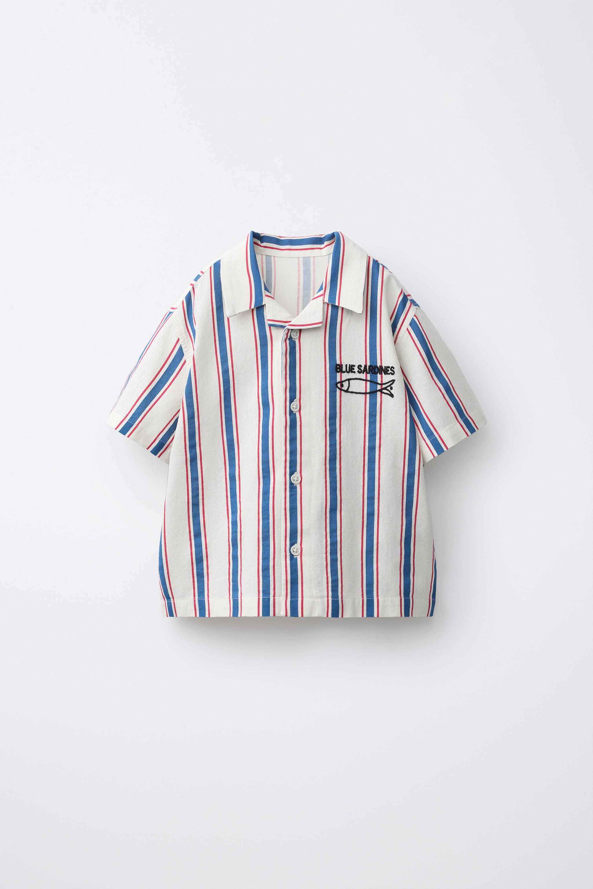 CHEMISE À RAYURES POISSON BRODÉ