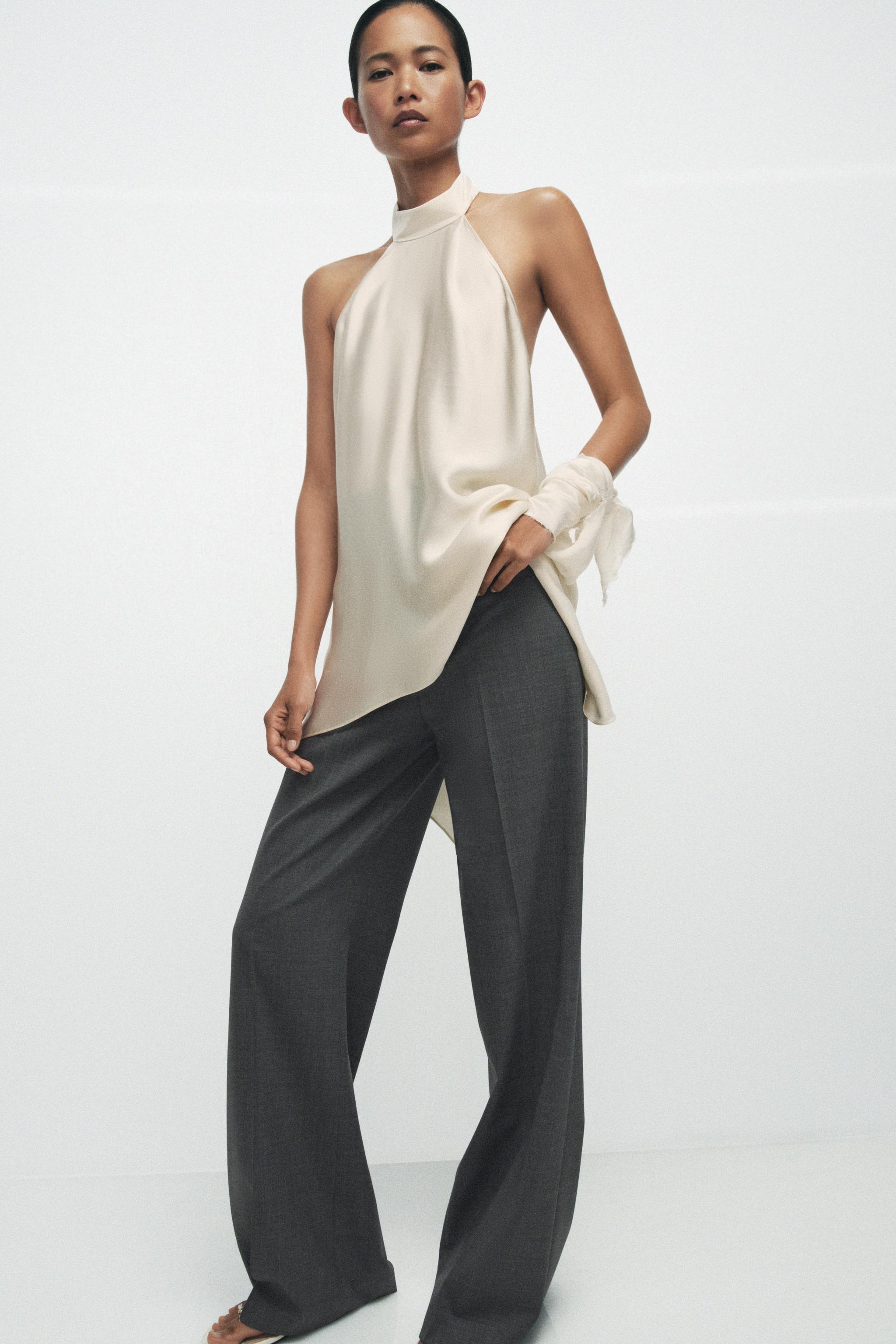 ZW COLLECTION ホルターネックオープンバックトップス - 象牙色 | ZARA