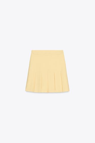 FALDA MINI PUNTO TABLAS - Amarillo claro de Zara