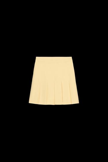 Zara BOX PLEAT KNIT MINI SKIRT - Light yellow - Image 0