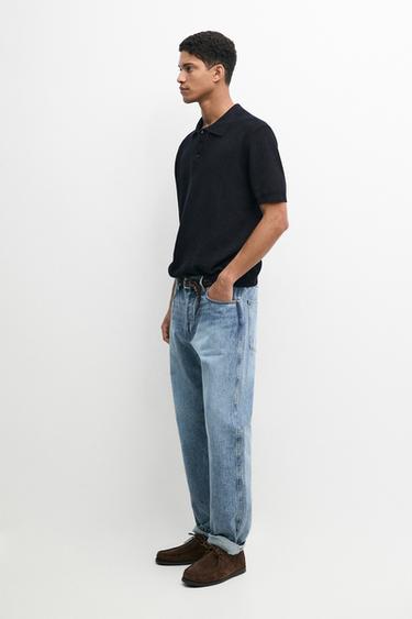 Jersey polo punto textura 100% algodón - Marino de Zara - Imagen 0