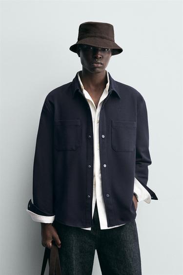 COMFORT TEXTURED OVERSHIRT - Navy blue by Zara - Image 1