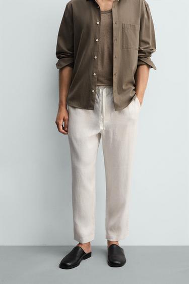 QUẦN RELAXED FIT 100% LINEN - Màu trắng từ Zara