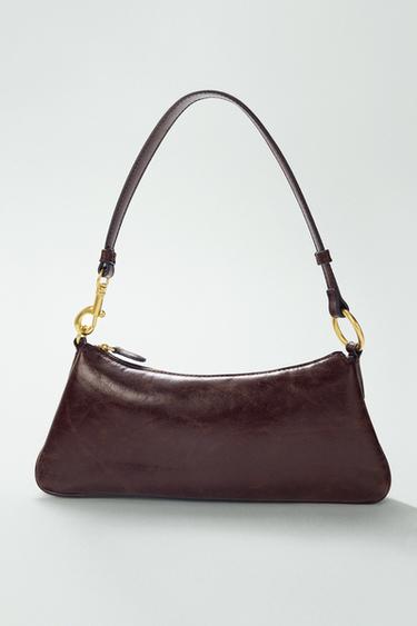 Zara OBLONG SHOULDER BAG - Chocolate