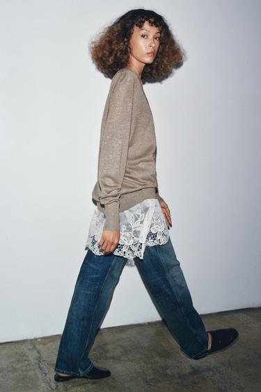 COMBINED KNIT SWEATER - Beige by Zara - Image 3