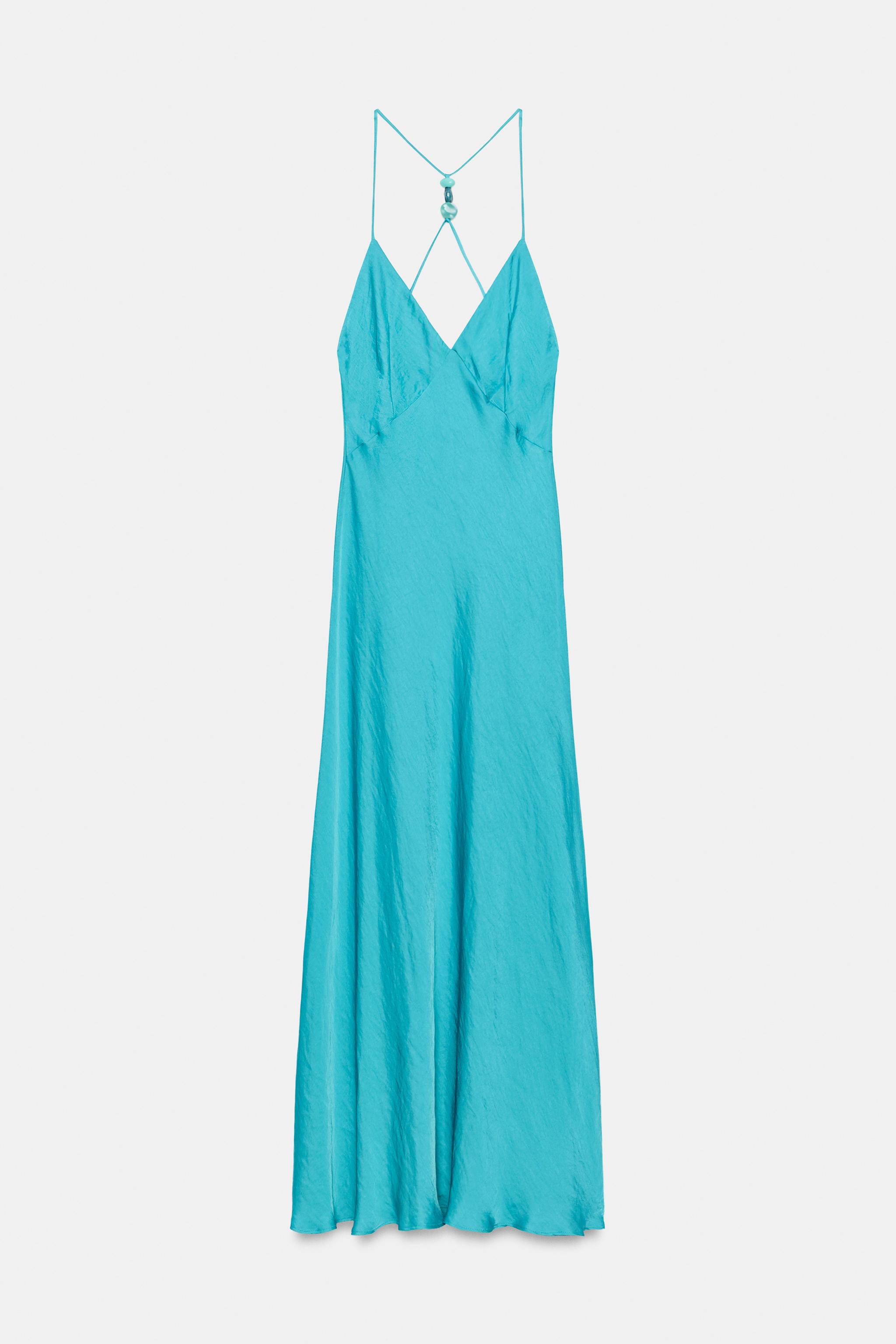 Женские платья Zara BEADED BACK SATIN EFFECT DRESS — фото 8