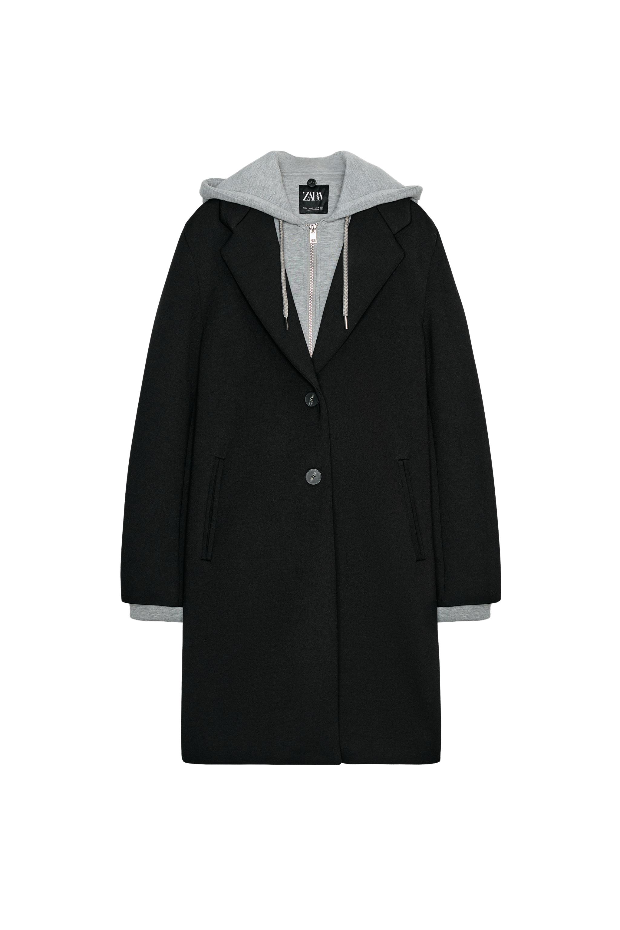 【ZARA】コンビフードコート ZARA】 ○＃コンビフードコート○ ブラック | 8073/039/800 XS (5~7 号