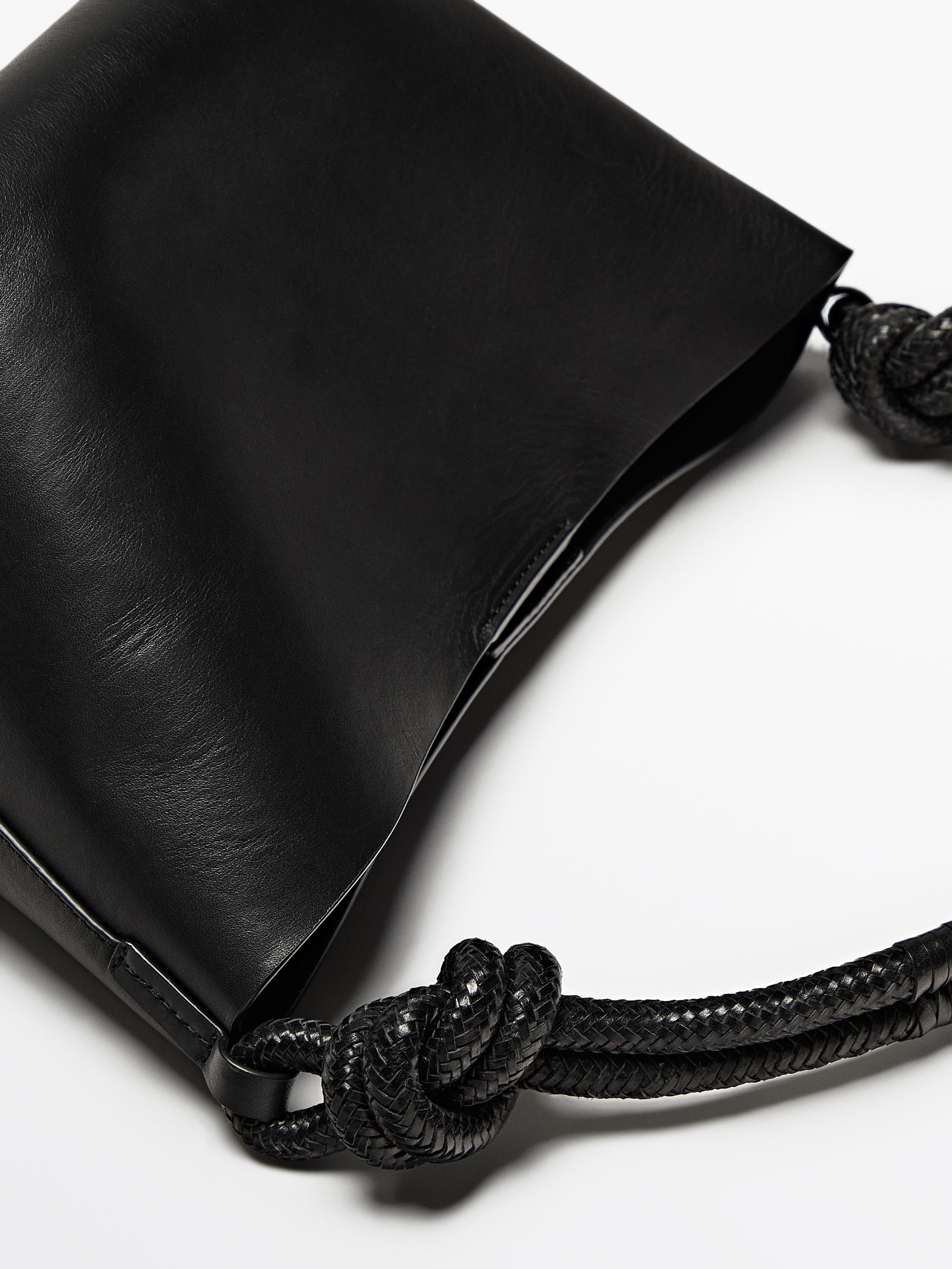 Nappa leather crossbody bag with knot detail - Black | ZARA United States