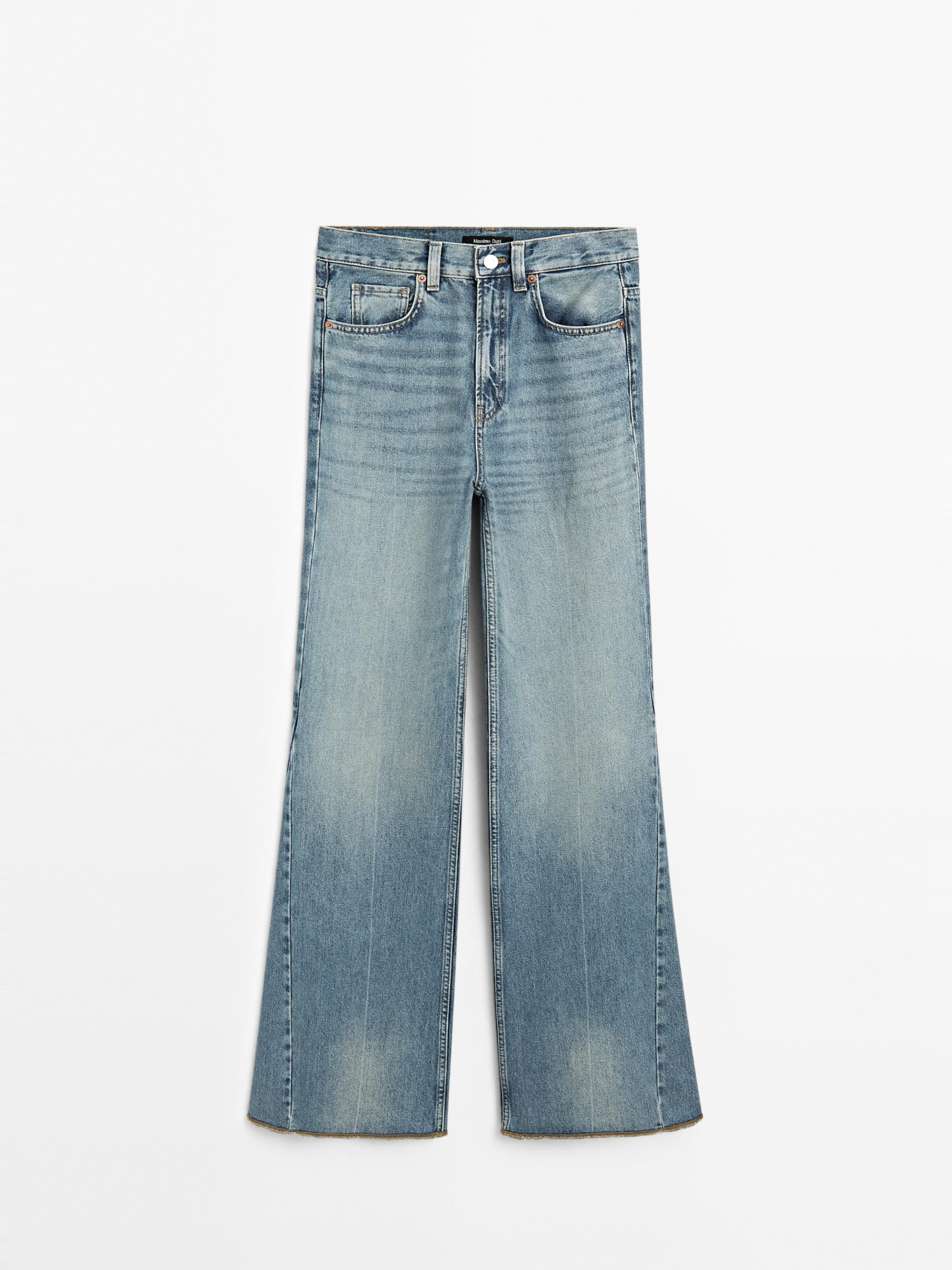 Flared high-waist cotton jeans