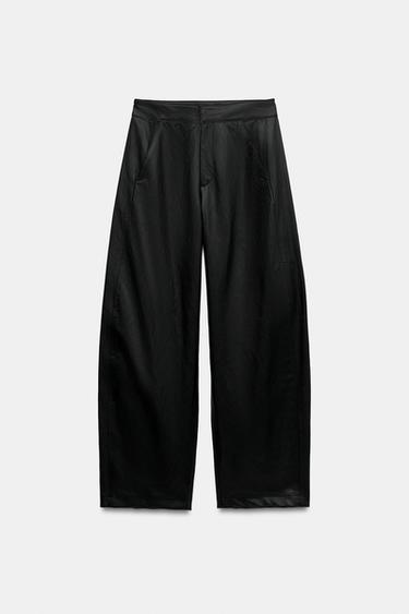PANTALONI BARREL FINTA PELLE - Nero di Zara
