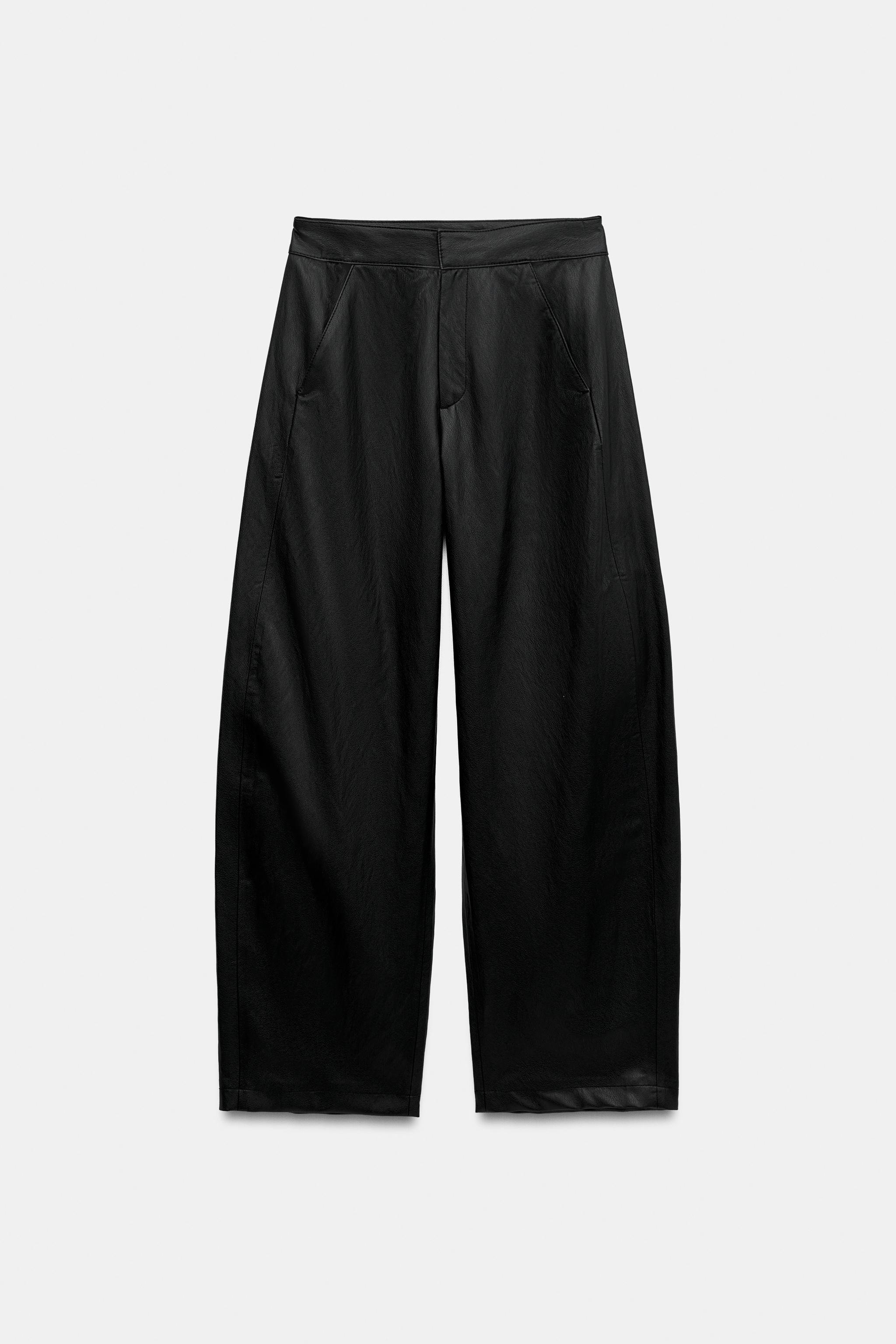 FAUX LEATHER BARREL PANTS