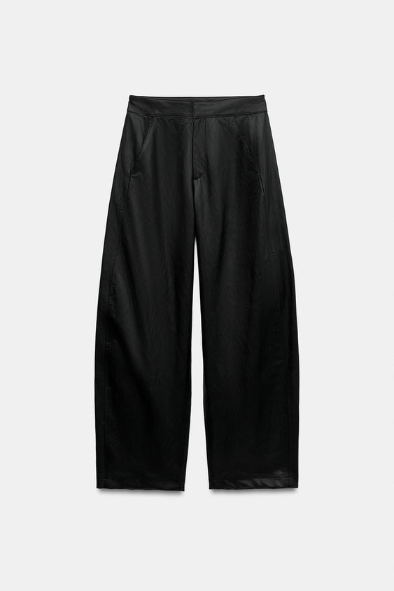 PANTALON BARREL MATIÈRE SYNTHÉTIQUE - Noir de Zara - Image 6
