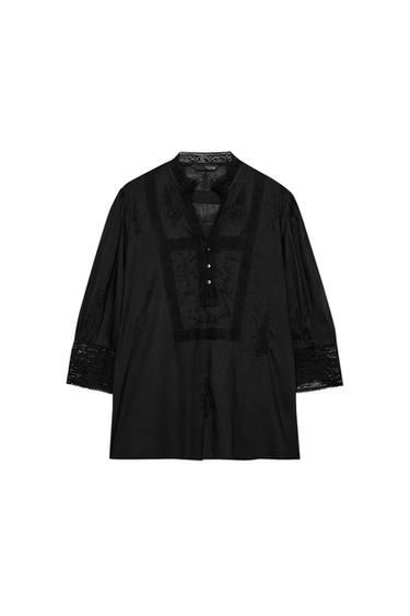 ZW COLLECTION EMBROIDERED BLOUSE - Black by Zara