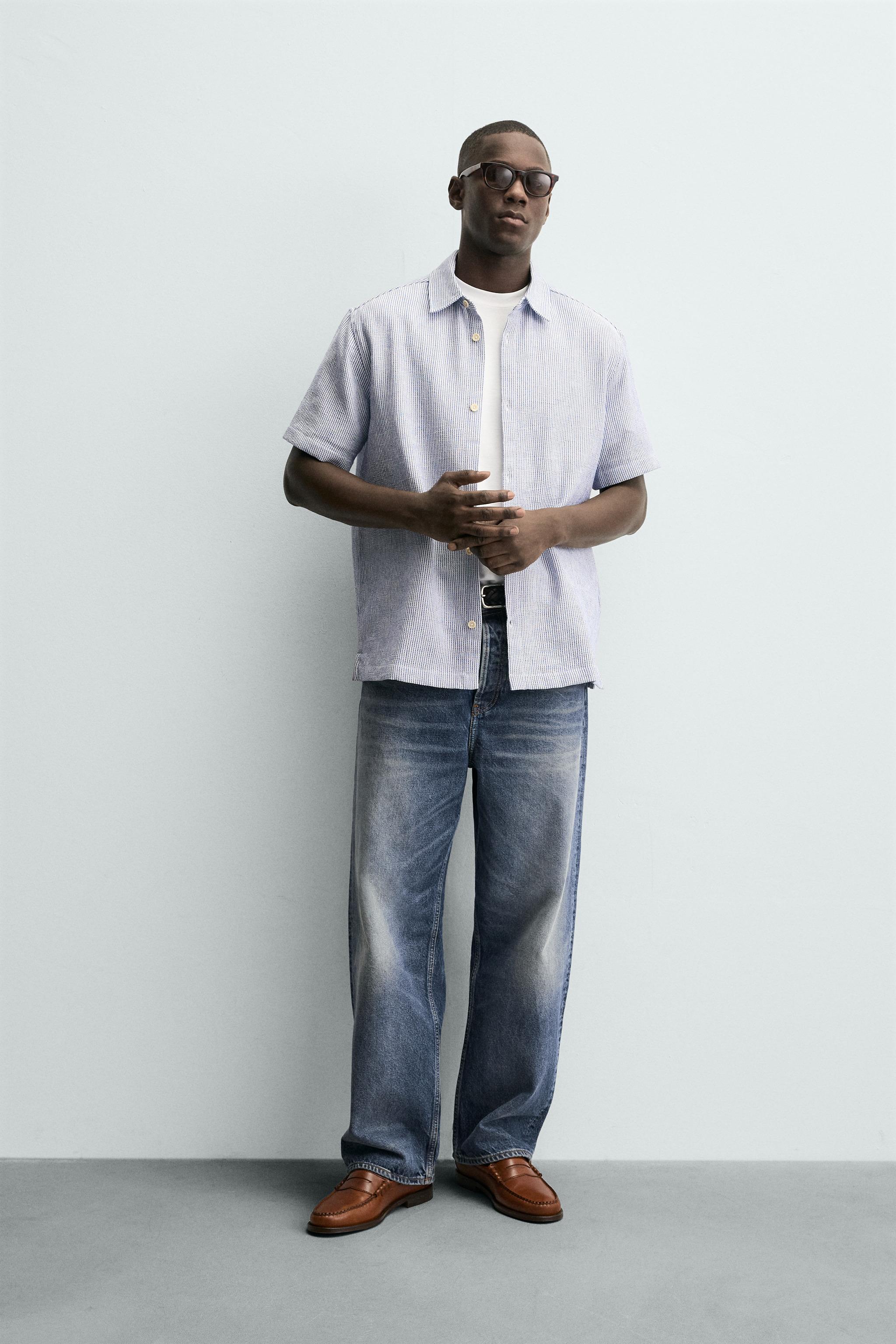 COMFORT TEXTURED SHIRT - Navy / White | ZARA United States