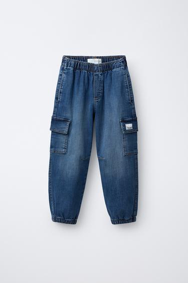 JEANS JOGGER CARGO - Màu xanh dịu từ Zara - Hình ảnh 0